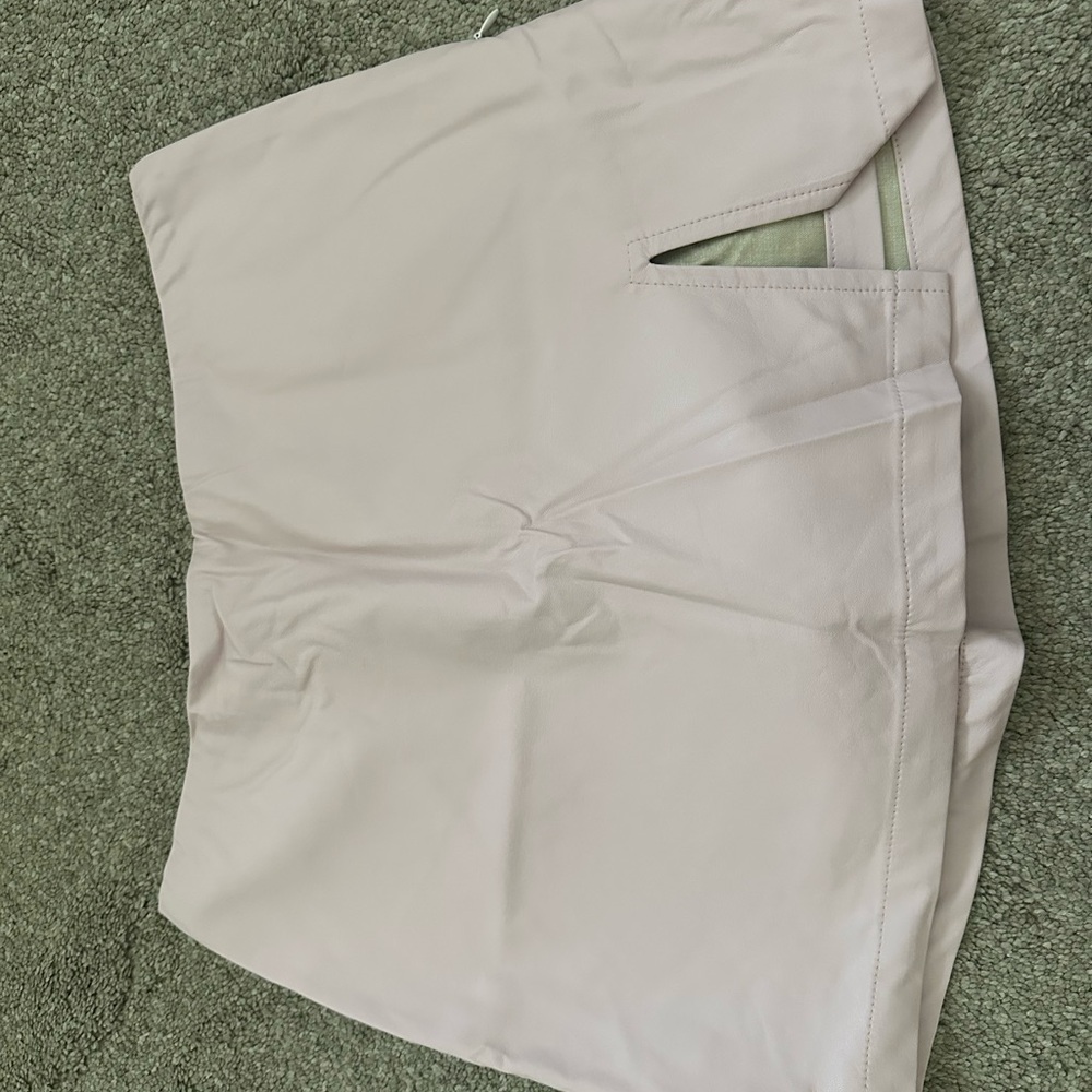 Light Pink Leather Mini Skirt
